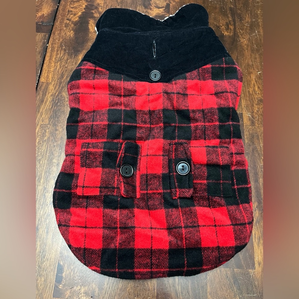 Wag-A-Tude by Simply She Black & Red Plaid Dog Winter Coat/Jacket Size Large